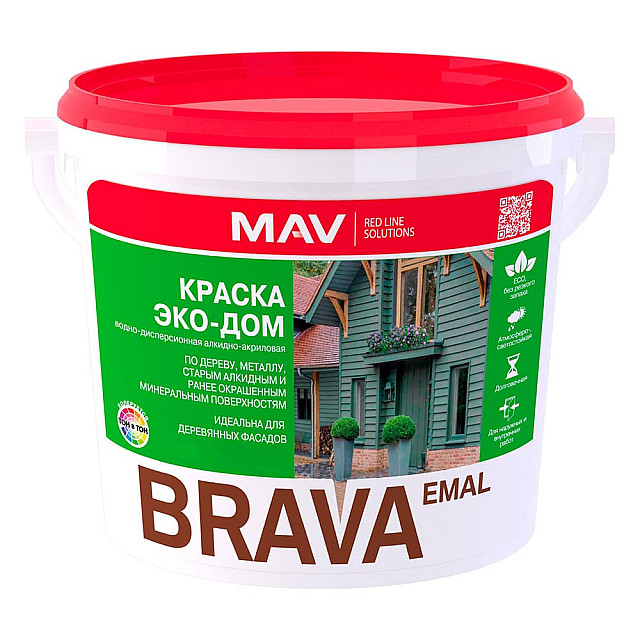 Краска MAV Brava Эко-Дом база TR полуматовая 3 л