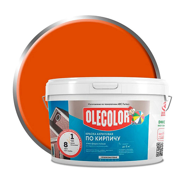 Краска Olecolor акриловая по кирпичу терракотовая 3 кг