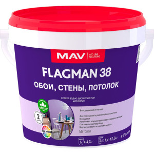 Краска MAV Flagman 38 обои стены потолок база TR прозрачная 3 л