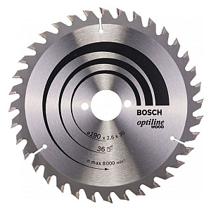 Диск пильный Bosch Optiline по дереву 36 зубьев 190*30*2.6 мм