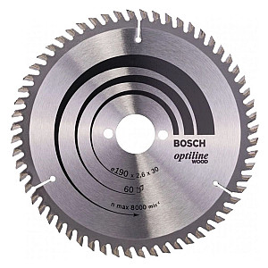 Диск пильный Bosch Optiline по дереву 60 зубьев 190*30*2.6 мм