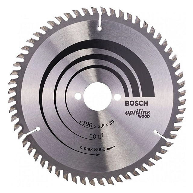 Диск пильный Bosch Optiline по дереву 60 зубьев 190*30*2.6 мм