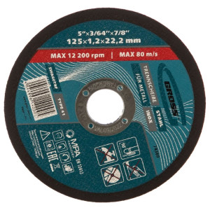 Круг отрезной Gross 74369 WA60TBF по металлу 125*1.2*22.2 мм
