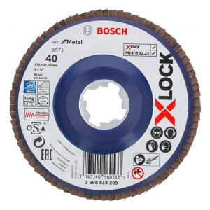 Круг лепестковый Bosch X-Lock 2608619209 125*22.2 мм G40 плоский