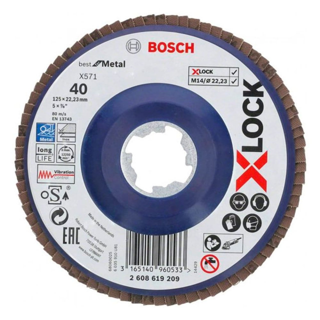 Круг лепестковый Bosch X-Lock 2608619209 125*22.2 мм G40 плоский