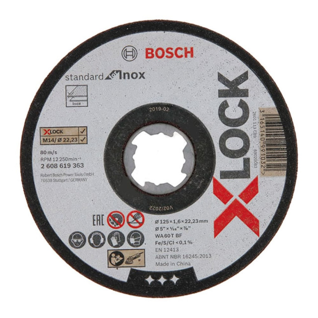 Круг отрезной Bosch X-LOCK Standard for Inox для нержавеющей стали 125*1.6*22.2 мм