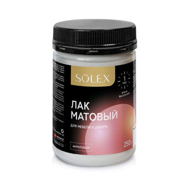 Лак Solex для мебели матовый 0.25 кг