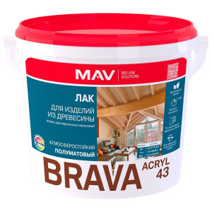 Лак MAV Brava Acryl 43 для изделий из древесины полуматовый 1 л