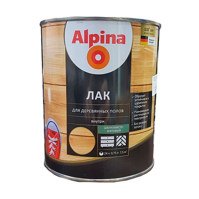 Лак Alpina 948107484 для деревянных полов шелковисто-матовый 0.75 л