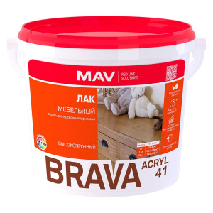 Лак MAV Brava Acryl 41 мебельный бесцветный глянцевый 1 л