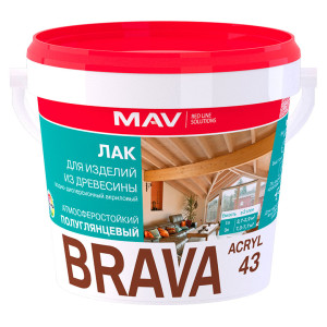 Лак MAV Brava Acryl 43 для изделий из древесины глянцевый 5 л