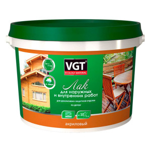 Лак VGT акриловый для наружных и внутренних работ глянцевый бесцветный 2.2 кг