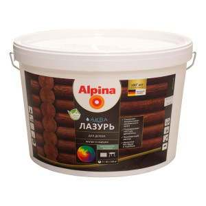 Лак акриловый в/д, Alpina Аква Лазурь д/дерева, Бесцветный (10л/10кг), арт.948103577