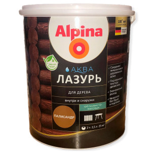 Лак Alpina Аква Лазурь для дерева палисандр 2.5 л