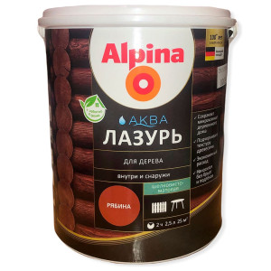 Лак Alpina Аква Лазурь для дерева рябина 2.5 л
