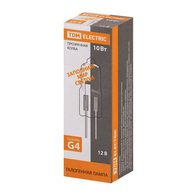 Лампа галогенная TDM Electric SQ0341-0044 JC 10W G4 12V без рефлектора прозрачная