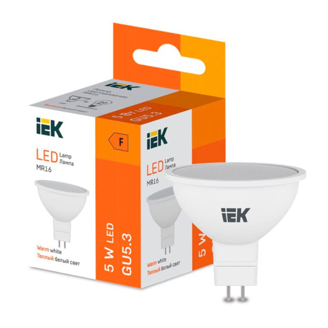 Лампа светодиодная IEK LED LL-I-MR16-5-230-30GU5.3 410lm 3000K