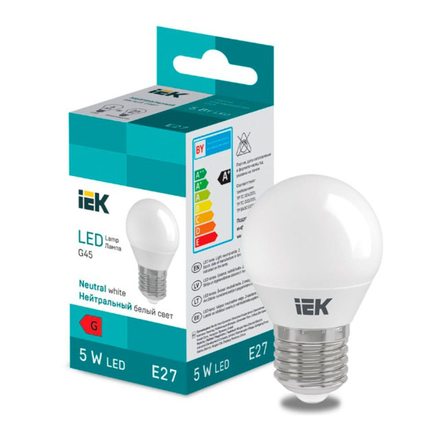 Лампа светодиодная IEK LED LL-I-G45-5-230-65-E27 шарик 400lm 6500K