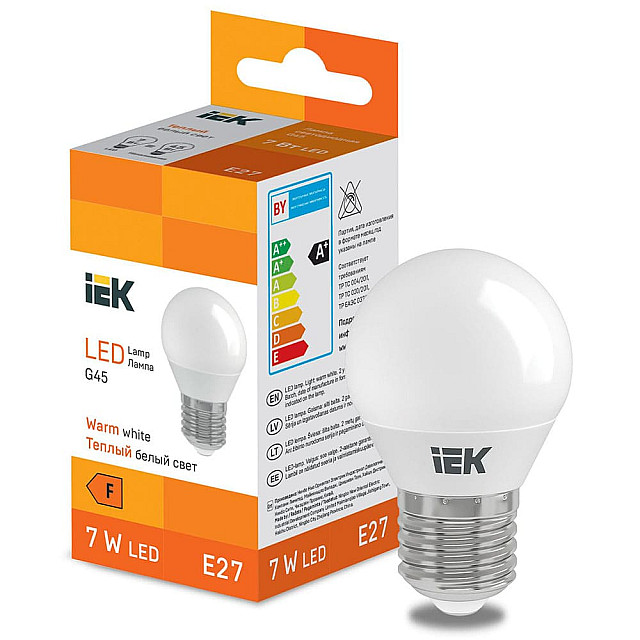 Лампа светодиодная IEK LED LL-I-G45-7-230-30-E27 шарик 600lm 3000K