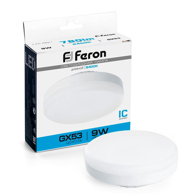 Лампа светодиодная Feron LB-452 25867 9W 230V GX53 6400K для натяжных потолков