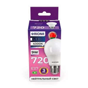 Лампа светодиодная Riona LED А60 9W 4000K E27