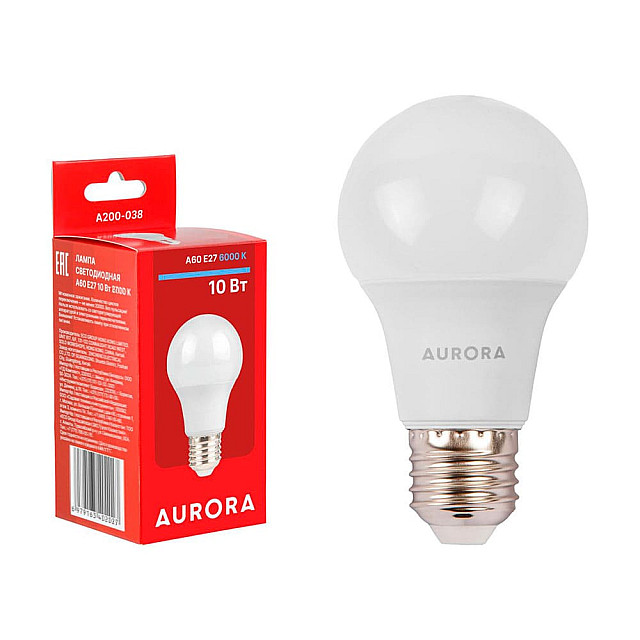 Лампа светодиодная Aurora Стандарт A200-038 A60 10Вт 230В E27 6000K