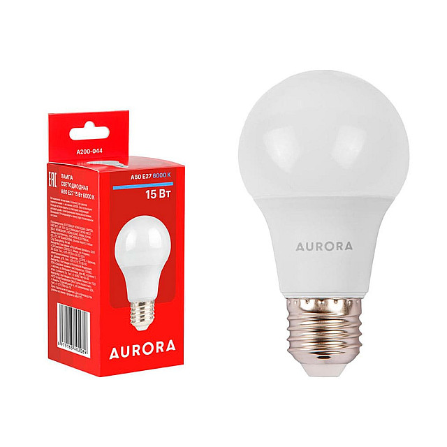 Лампа светодиодная Aurora Стандарт A200-044 A60 15Вт 230В E27 6000K