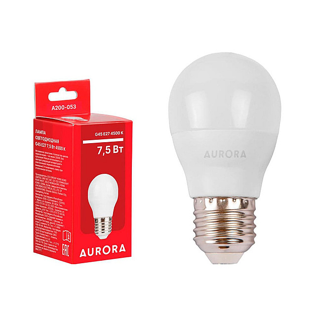 Лампа светодиодная Aurora A200-053 G45 Шар 7.5Вт 230В E27 4500K