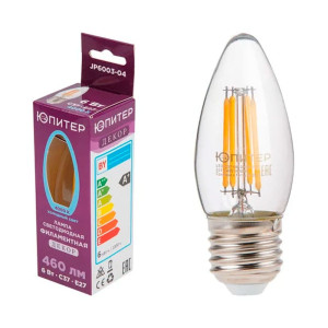 Лампа светодиодная Юпитер JP6003-04 C37 6 Вт E27 4000К декор