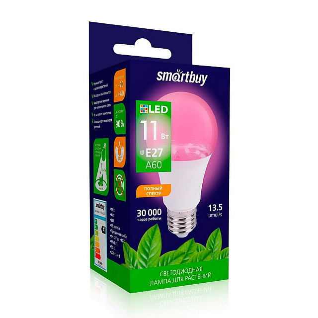 Лампа светодиодная SmartBuy SBL-A60-11-fito-E27 Led Фито