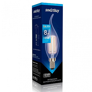Лампа светодиодная SmartBuy SBL-C37FCan-8-40K-E14 Led FIL Cвеча на ветру
