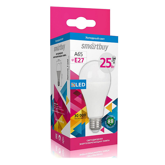 Лампа светодиодная SmartBuy SBL-А65-25-60К-E27 Led