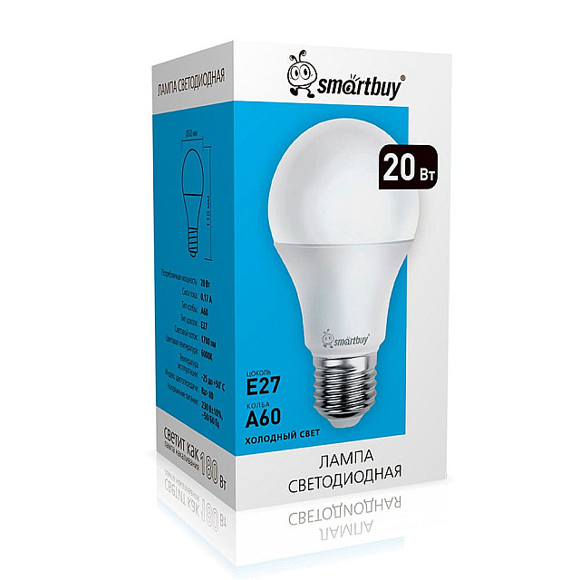 Лампа светодиодная SmartBuy SBL-А60-20-60К-Е27 Led