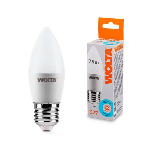 Лампа светодиодная Wolta 25WC7.5E27 C37 7.5Вт 625лм 6500К Е27