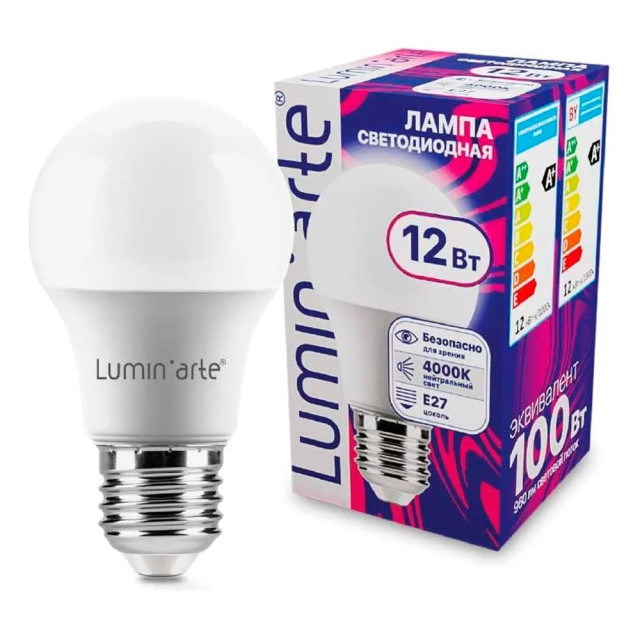 Лампа светодиодная Lumin'arte LSTD-A60-12W4KE27 LSTD-A60 12Bт 4000К Е27