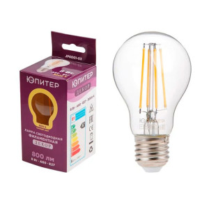 Лампа светодиодная Юпитер JP6001-03 A60 Стандарт 8Вт E27 3000К декор