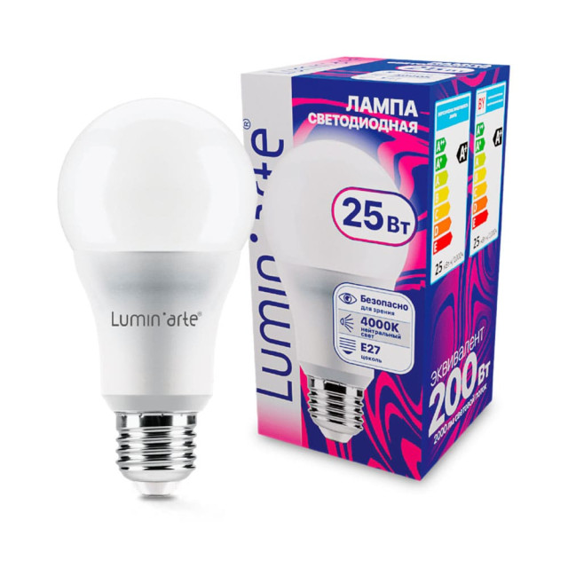 Лампа светодиодная Lumin'arte LSTD-A65-25W4KE27 LSTD-A65 25Вт 4000K E27