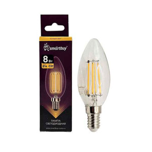 Лампа светодиодная SmartBuy SBL-C37F-8-27K-E14 Filament C37 8Вт 2700К Е14