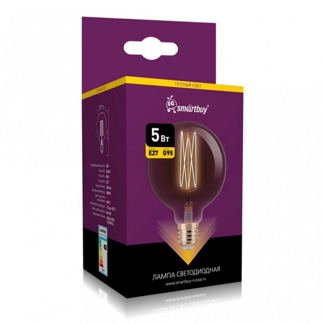 Лампа светодиодная Smartbuy SBL-G95FLEX-5-24K-E27 Led Art Flex G95-5Вт 2400К E27