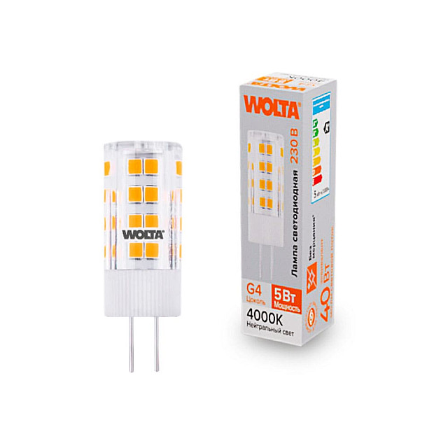 Лампа светодиодная Wolta WSTD-JC-220V5W4KG4-C 5Вт 4000K G4