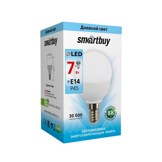Лампа светодиодная SmartBuy SBL-G45-07-40K-E14 LED G45 7Вт 4000К Е14
