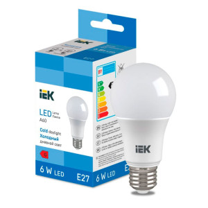 Лампа светодиодная IEK LED LL-I-A60-6-230-65-E27 груша 510lm 6500K