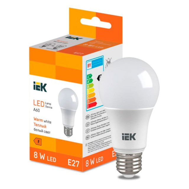 Лампа светодиодная IEK LED LL-I-A60-8-230-30-E27 груша 710lm 3000K