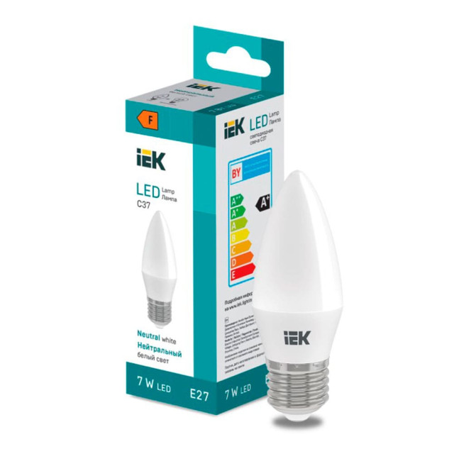 Лампа светодиодная IEK LED LL-I-C37-7-230-40-E27 свеча 600lm 4000K