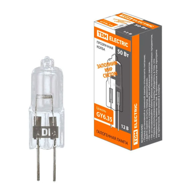Лампа галогенная TDM Electric SQ0341-0063 JC - 50 Вт - 12 В - GY6.35 прозрачная капсульная