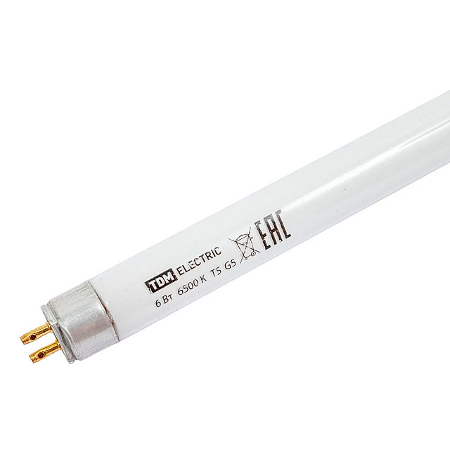 Лампа люминесцентная TDM Electric SQ0355-0016 ЛЛ-16/6 Вт T5/G5 6500 К линейная двухцокольная 226.3 мм