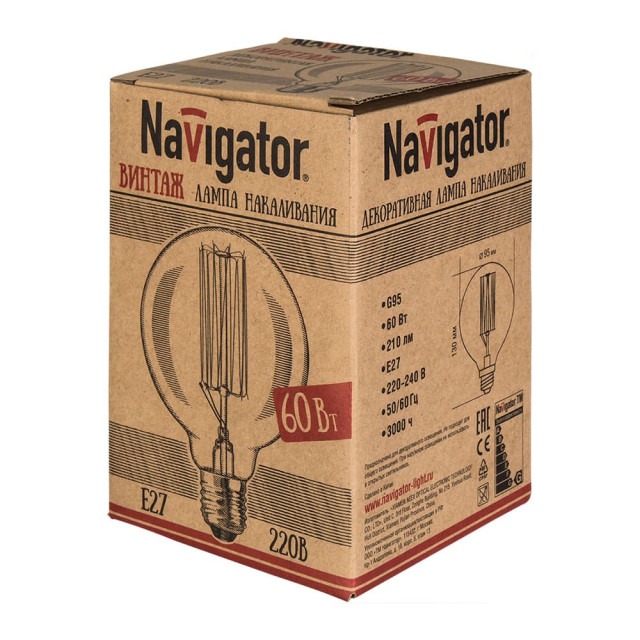 Ретро лампа Navigator 71 956 Эдисона NI-V-G95-SC19-60-230-E27-CLG