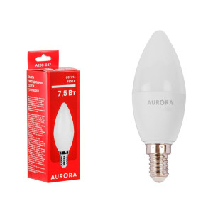 Лампа светодиодная Aurora A200-047 C37 Свеча 7.5Вт 230В E14 4500K