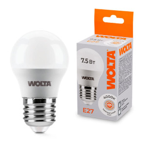 Лампа светодиодная Wolta 25S45GL7.5E27 G45 7.5Вт 625лм 4000К Е27