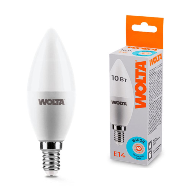 Лампа светодиодная Wolta 25WC10E14 C37 10Вт 825лм 6500К Е14